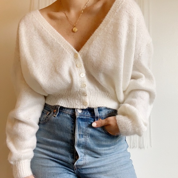 Sweaters - WHITE CARDIGAN